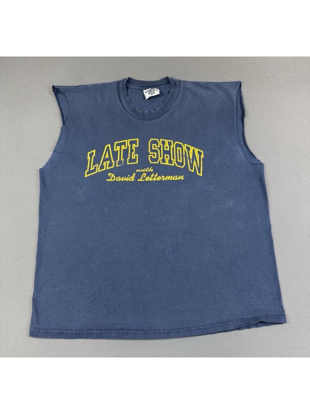 Rare Vintage 90s Late Show David Letterman Sun Fade TV Comedy Show Cut Off Tee